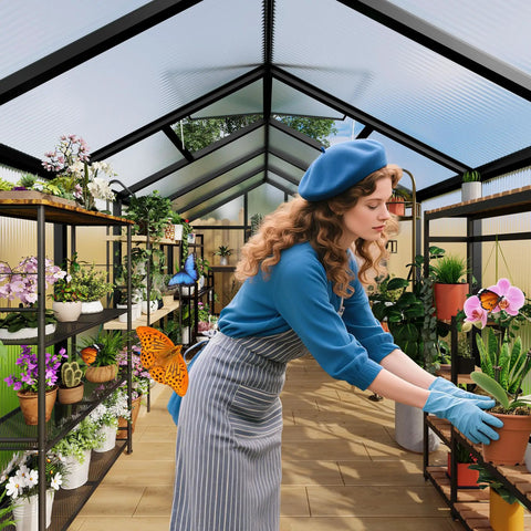 6 By 8 Foot Greenhouse Kit With Aluminum Frame, Polycarbonate Panels, Lockable Door, Adjustable Roof Vent, Easy Assembly For Backyard Garden Or Patio, Ideal Outdoor Greenhouse For Year Round Home Gardening