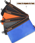 4 Pack Small Tool Pouches Set With Clips Heavy Duty Electrician Tool Bags Zippered Pouches For DIY Projects, four colors shown