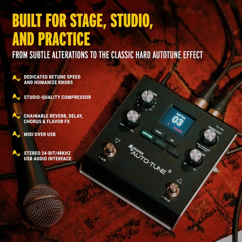 VX5 Vocal Effects Pedal With Antares AutoTune Real Time Pitch Correction Retune Speed And Humanize Controls displayed on a studio floor