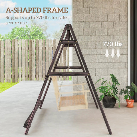 Heavy Duty A Frame Wooden Swing Stand With Reinforced Bars For Outdoor Porch Garden And Yard Supports Up To 770 Lbs