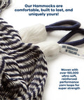 Close-up of Cozy One Person Hanging Chair Hammock For Full Body Chill, 330 Lb Capacity, weather-safe ultra-soft handwoven material.