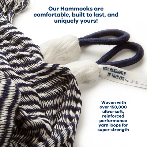 Close-up of Cozy One Person Hanging Chair Hammock For Full Body Chill, 330 Lb Capacity, weather-safe ultra-soft handwoven material.