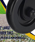 Close-up of 4.3-inch rubber tire from Spring-Loaded Gate Caster Kit For Wooden And PVC Fences Beefed-Up Heavy-Duty Outdoor