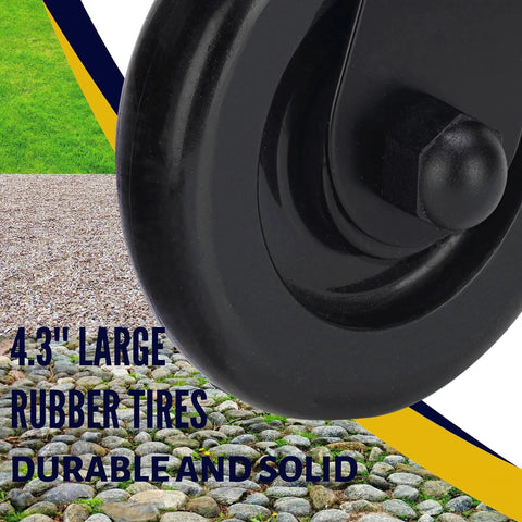 Close-up of 4.3-inch rubber tire from Spring-Loaded Gate Caster Kit For Wooden And PVC Fences Beefed-Up Heavy-Duty Outdoor