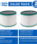 Two H13 True HEPA 360 Degree Glass Filters for HP01 HP02 DP01 Desk Air Purifiers, compatible with Pure Hot Cool Link, value pack.