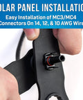 Pro Grade Solar Panel Crimping Tool Kit For MC3 MC4 Connectors shown with installation on AWG wire