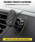 Close-up of the Magnetic Car Phone Mount For Dashboard With 360 Degree Swivel Head And Super Grippy Hold, installed on a dashboard.