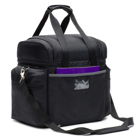 Beefy Extra Large Cooler Bag With Leakproof Hard Liner Bucket 14 By 13 By 9 And A Half Inches Black Polyester, shown with pocket detail
