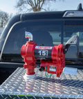 12V FR1204H Fuel Transfer Pump 15 GPM Pump Only Model Built Tough Cast Iron Construction on truck bed