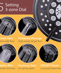 Handheld And Rain Shower Combo With 4 Inch Face High Pressure 24 Function Patterns Dual 2 In 1 Shower Head System settings