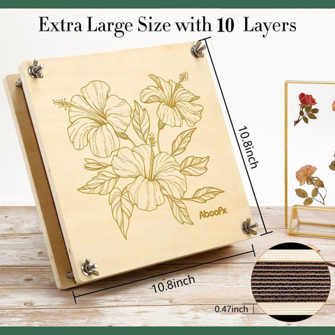 11x11 Inch 10 Layer Flower Press Kit For Diy Crafts Pressed Flowers And Plant Pressing Ideal For Wedding Bouquets Spring Blooms Herbs And Leaves