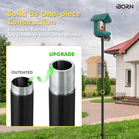 3In1 Bird Feeder Pole Mount Kit With 63 Inch Adjustable Height For Outdoor Birdhouses And Smart Feeders Heavy Duty Bracket Set With Top And Side Mounts