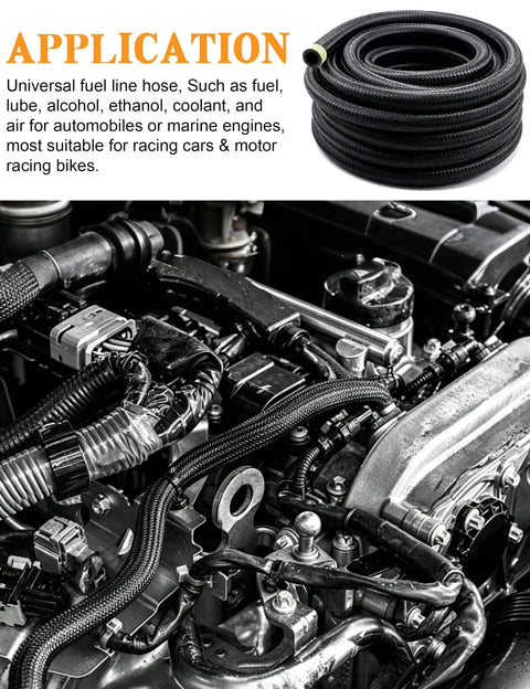 High Performance 8AN Nylon Braided CPE Fuel Oil Hose, 20 Foot Length With Fittings Kit, Solid 1/2 Inch Gas Line For Your Ride, Not Compatible With E85 Or PTFE Use