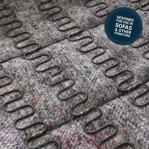 Premium Heavy Duty Upholstery Padding Roll 24 By 6 Foot Spring Cover To Bust Furniture Squeaks Shield Wires And Keep Seat Fabric From Wearing Down Quick - close-up of zigzag springs on protective padding.