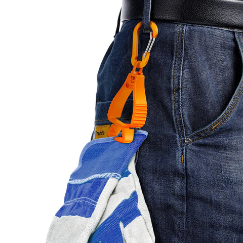 Six Pack Glove Clips For Work Belt Loop And Pants Keep Your Gloves On Lockdown on jeans with blue glove attached