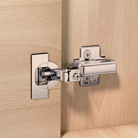 Installed Two Pack Professional Grade Frameless Soft Close Inset Cabinet Hinges With Clip On Mount Speed Adjustable 3 To 8 Seconds 4D Adjustment Concealed European Hinges For Frameless Kitchen Cabinets