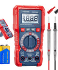 TRMS Digital Multimeter For DIY Electrical Projects, 2000 Counts, showing probes and battery, compact design for home inspections
