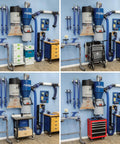 Rockler Dust Right Wall Mount Drum Brackets For 20 Gallon HEPA Cyclone Dust Collector in workshop with tool organization.
