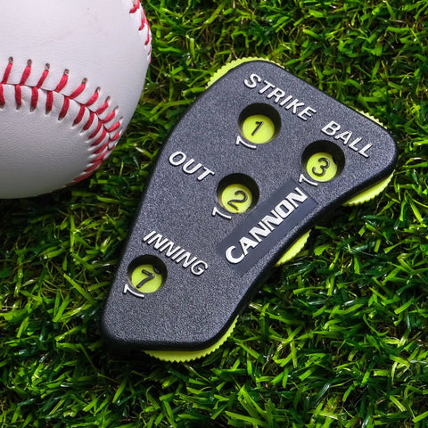 Umpire Indicator With Four Wheel Clicker And Optic Yellow Dials For Strikes Balls Outs And Innings Durable Baseball Softball Umpire Score Counter Black 2 Pack on grass