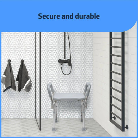Heavy Duty Bath Bench With Padded Armrests For Safe Showers in modern bathroom setting