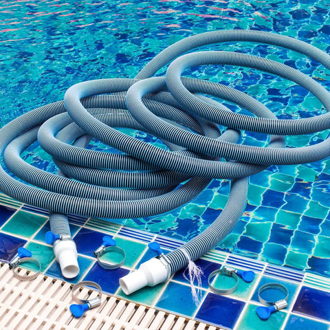 Hose with 10 Pack 1-1/2 Inch Beefy Stainless Steel Hose Clamps for PVC Tubing and Pool Backwash at poolside