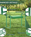 Heavy Duty Garden Kneeler And Seat With Extra Wide 10.2 Inch EVA Cushion, durable metal frame details in green on grass