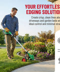 Man using a Universal String Trimmer Wheel Support Attaches To Any Weed Eater Turning It Into A Lawn Edger easily trimming edges.