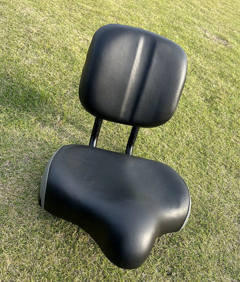 Oversized Bike Seat Backrest With Memory Foam Cushion Super Comfy Universal Fit For Most Seat Posts Easy Install On Tubed Saddles Great For Long Rides And Pain Relief During Extended Rides And Daily Commutes, black padded bike seat backrest on grass