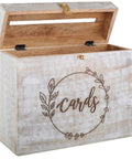 Darn Good Wooden Wedding Card Box With Secure Lock And Wide Card Slot Total Party Hit For Collecting Guest Envelopes, white wood design.