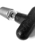 Close up of Rock Solid Half Inch T Handle Locking Pull Pin With Spring Loaded Release and Durable Nylon Grip.
