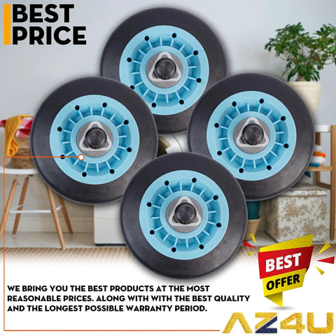 Dryer Repair Kit With Drum Rollers And Belt Pulley Replacement For Samsung Dryers DV210AEW XAA DV218AEW XAA DV330AEW XAA DV209AEW XAA DV218AEB XAA DV328AEW XAA DV350AEW XAA DV40J3000EW A2 DV45H7000EW A2 DV50K8600EV A3 Easy DIY Fix For Noisy Or Wobbly