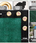 6 Ft By 50 Ft Green Fence Privacy Screen Windscreen Cover Fabric showing brass grommets, reinforced binding, and HDPE material