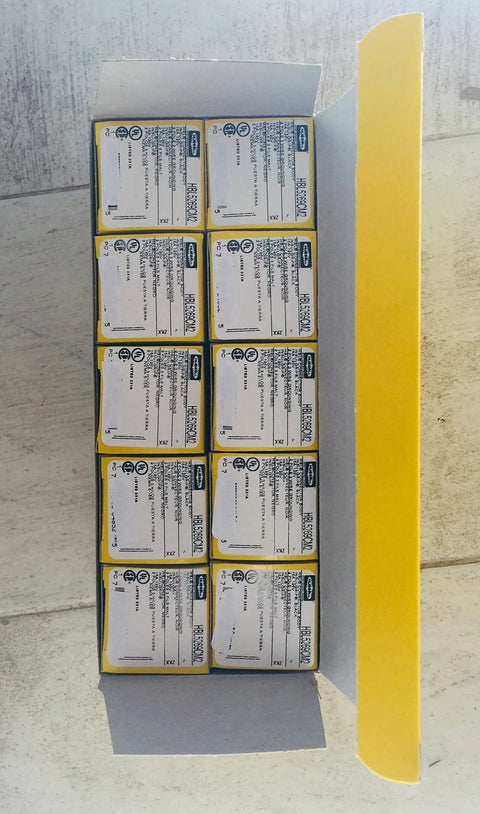 Open box showing pack of 10 All Black Edison Female Connector 15A 125V NEMA 5-15 U Ground Replacement For Power Cords.