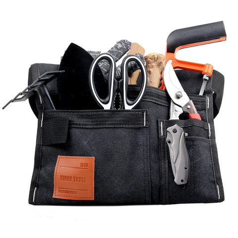 Six Pocket Tool Belt Pouch For Carpenters And Gardeners With Adjustable Waist Belt Durable Canvas Nylon Construction
