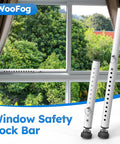 Heavy Duty Adjustable Window Security Bars Fit Sliding Or Vertical Frames Lock Your Spot Tight While Pulling In Fresh Air White Set Of Two displayed in window setup.