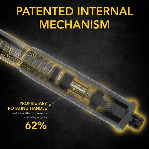 Three Quarter Inch Drive Click Torque Wrench 30 To 300 Foot-Pounds, 40.7 To 406.8 Nm, Pre-Calibrated, internal mechanism view