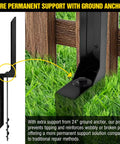Beefy Heavy Duty Steel Fence Post Repair Stake With Ground Anchor Screws In H Shape Design for Tilted or Broken Wood Posts