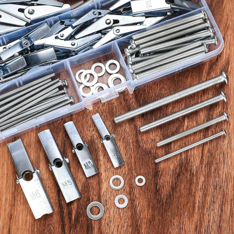 123 Piece Toggle Bolt And Wing Nut Kit For Hollow Walls Heavy Duty Drywall Anchors Set with round head bolts and washers