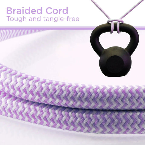 Braided lavender cord of Lavender 6 Outlet Surge Protector Power Strip With Flat Plug And Braided Cord Wall Mountable 3 Ft Cord