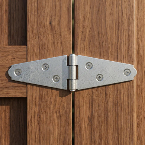 Heavy Duty Swing Door Hinges For Shed And Cafe Doors, Iron Strap Folding Hinges With Lengthened T Shape, Polished Finish, Multiple Predrilled Mounting Holes For Exterior Use, Whisper Quiet Motion, Built To Last, Exterior Grade on wooden doors