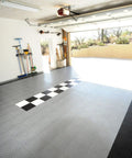 Interlocking Garage Floor Tiles Diamond Pattern Non Slip Heavy Duty Copolymer 12X12 Inch Modular Tiles 48 Pack Black in garage