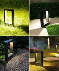 LED Landscape Path Lights Outdoor Waterproof Aluminum Garden Accent Lamps illuminating driveway and pathway in garden setting.