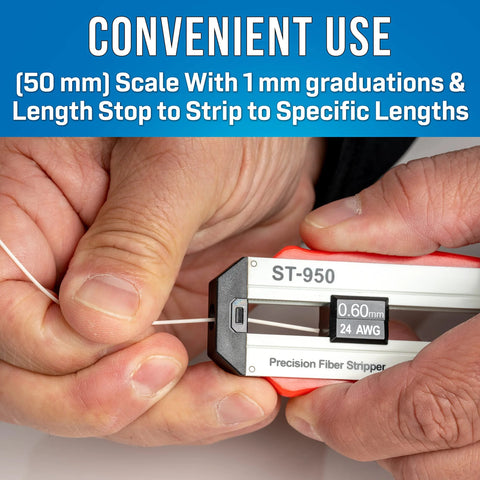 Jonard ST-950 precision fiber optic stripper with orange grip, for 0.60mm fiber