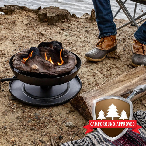 Big Red Portable Propane Campfire Pit Tabletop Heater For Camping And Tailgating, 13.25 Inch Fire Bowl, lakeside setting