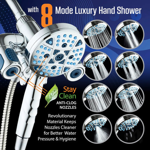 Premium High Pressure Shower Head Combo With Multi Mode Settings And Slick Chrome Finish For Killer Spray Power Plus Hydro Jet Arms To Elevate Your Daily Routine Into A Top Notch Home Spa Setup Providing Solid Coverage Whenever You Flip The Valve