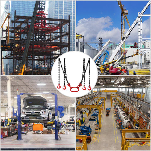 Happybuy 10ft chain sling with four-leg grab hooks, 5/16 in G80 alloy steel engine lifting chain