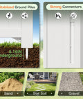 Stabilized ground piles and connectors for Outdoor Privacy Fence Screen With Lattice Mesh Panels For Yard Patio Backyard Conceals Air Conditioners Trash Cans Pool Equipment And More Enclosures No Fuss Outdoor Living Spaces Off White