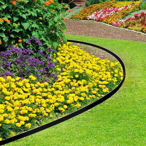 Two Pack 1.5 Inch Garden Edging Border 100 Ft Total Length Plastic Landscaping Edge With 120 Spikes Easy No Dig Install