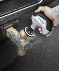 Using 16 Piece Versa Power Scrubber Accessory Value Kit With 15 Cleaning Pads on a metal hitch for rust removal
