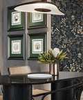 Dining room with Black And Gold Delicate Floral Peel And Stick Wallpaper 236x16.1 Inches Waterproof Vinyl Self Adhesive Removable